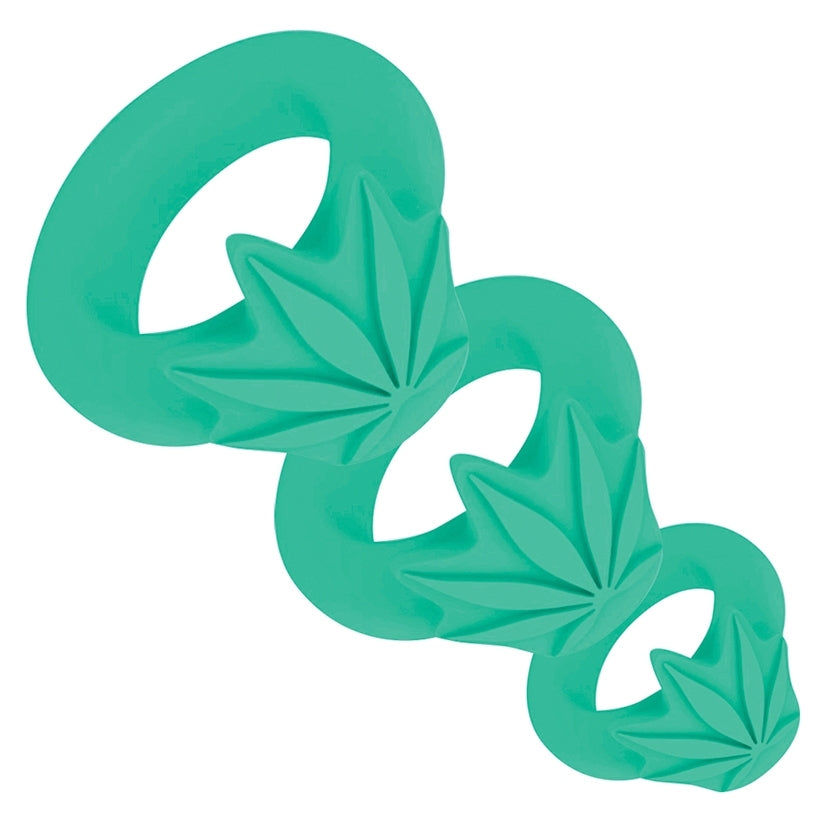 Thumbnail: Maia Hazey Pot Leaf Silicone Ring Set of 3