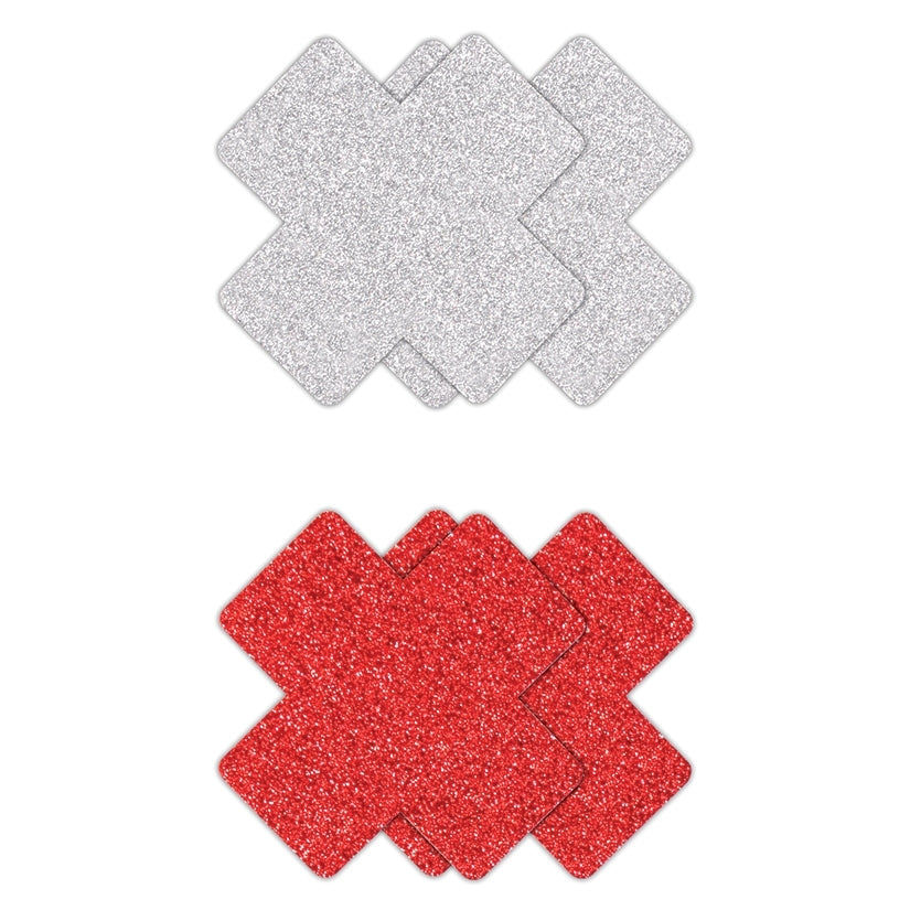 Thumbnail: Pretty Pasties Glitter CrossRed/Silver 2pk