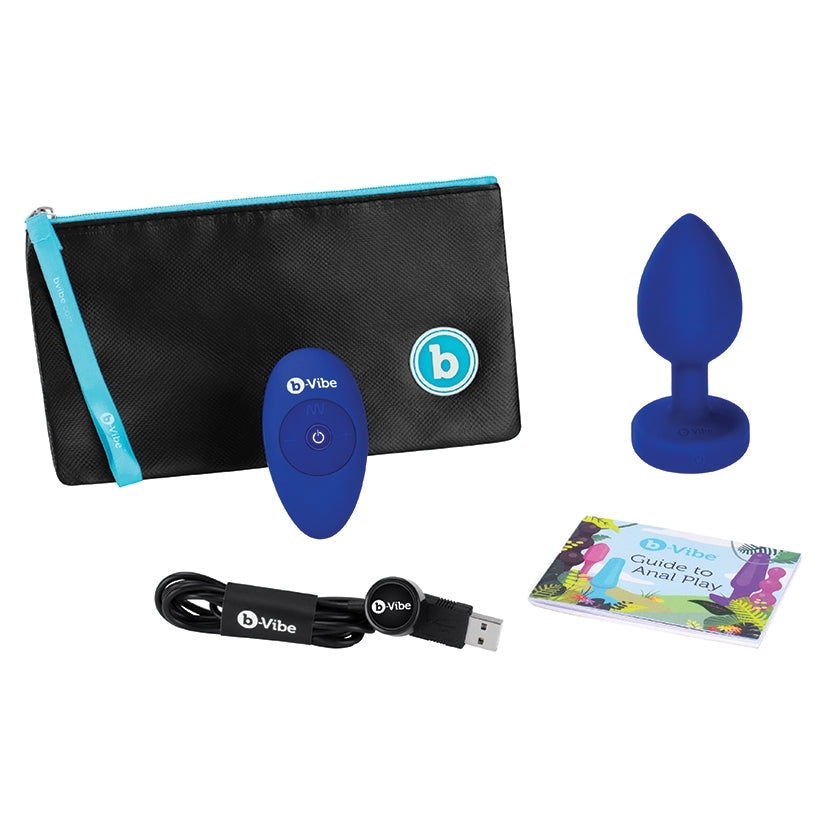 Thumbnail: B-Vibe Vibrating Jewel Plug-Navy XL