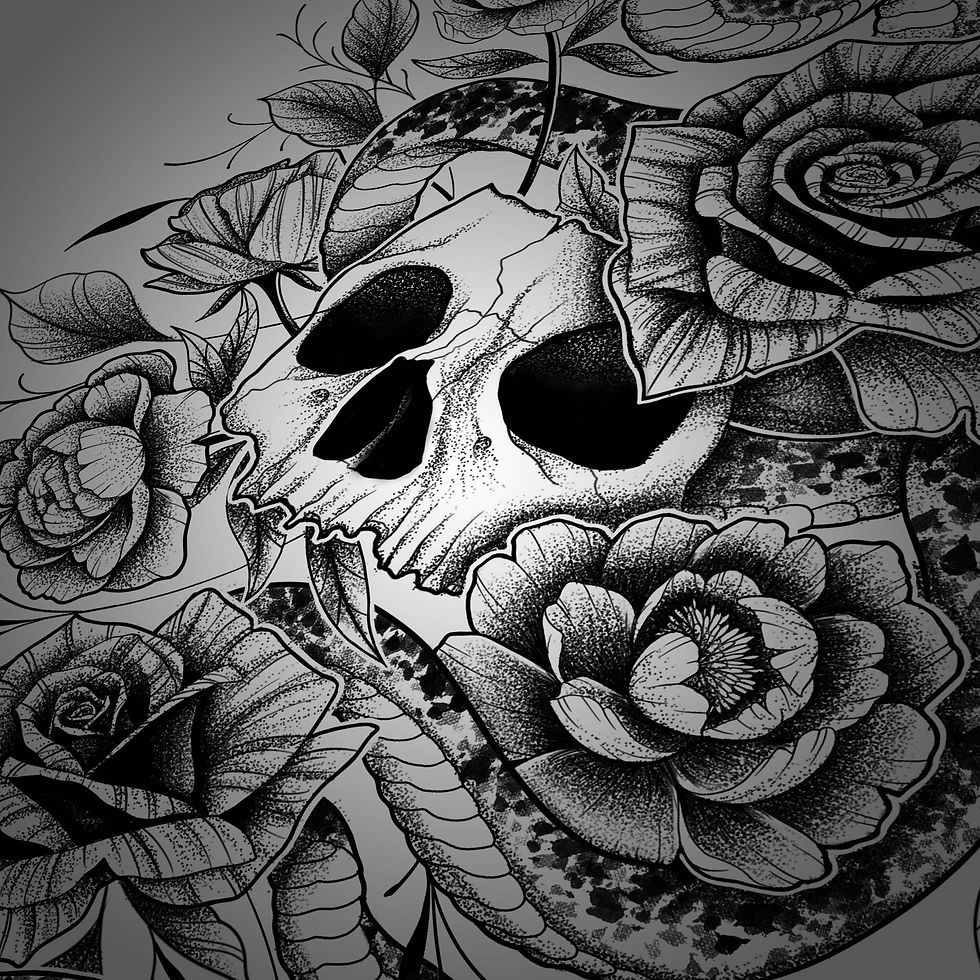 Thumbnail: Skull, Snake & Florals - Print