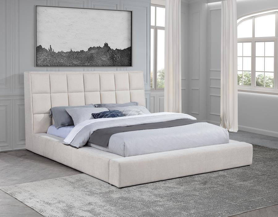 Thumbnail: Dreux Upholstered Panel Platform Bed Cream