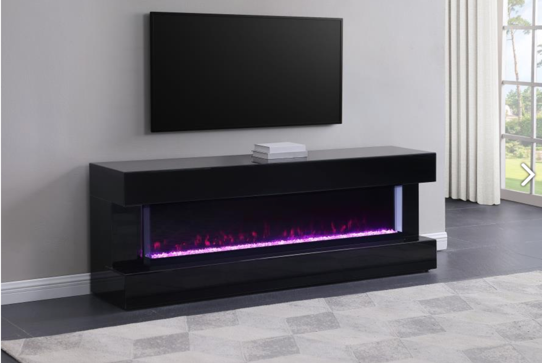 Vallerie Black Electric Fireplace TV Stand