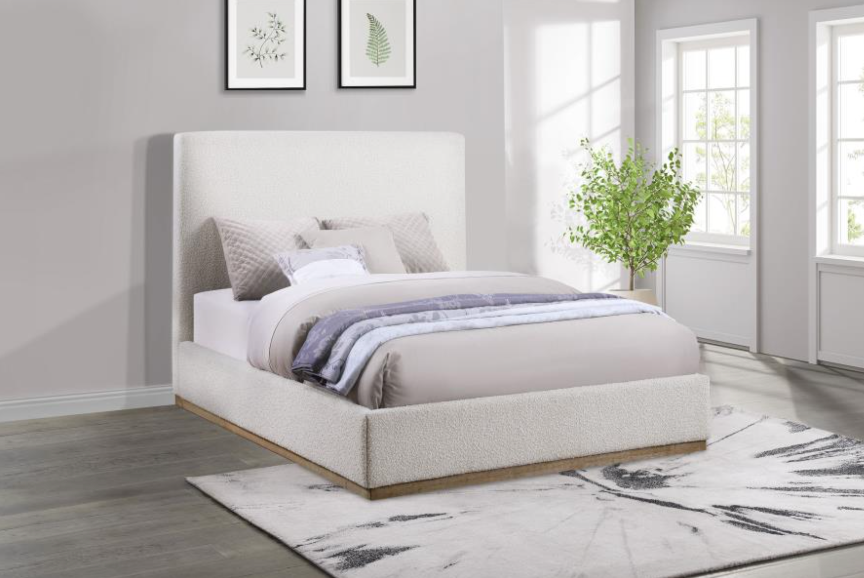 Knox Cream Upholstered Panel Bed
