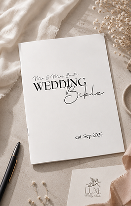 Wedding Bible booklet by Luxe Wedding Studio, a wedding planning guide for timelines, vendors and wedding day coordination