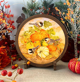 Chickadees & Pumpkins by Jane Shasky