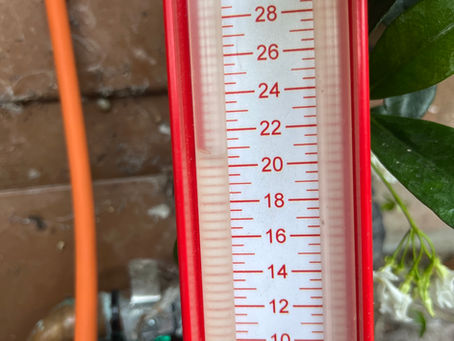 Manometer photographed during a gas-pressure investigation in Burgess Hill, June 2026.