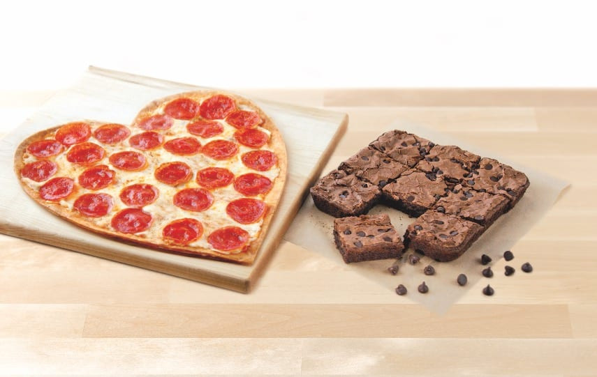heart shaped pizza from Papa John's