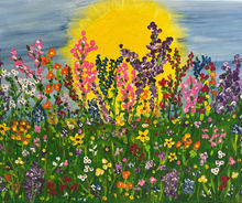 sunrise, flowers, meadow