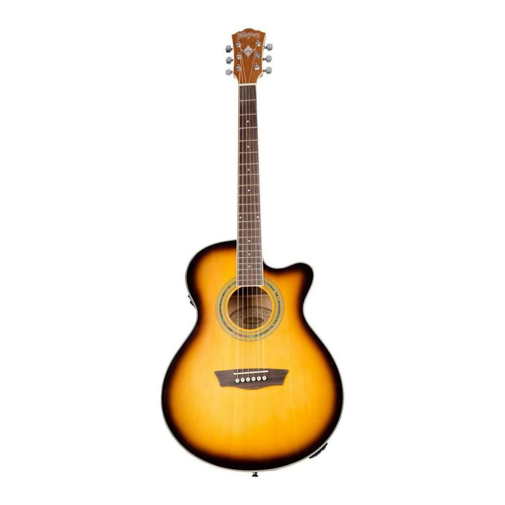 GUIT ELECTACUST METAL SERIE FESTIVE COL SUNBURST MINI JUMBO "WASHBURN" EA12TS