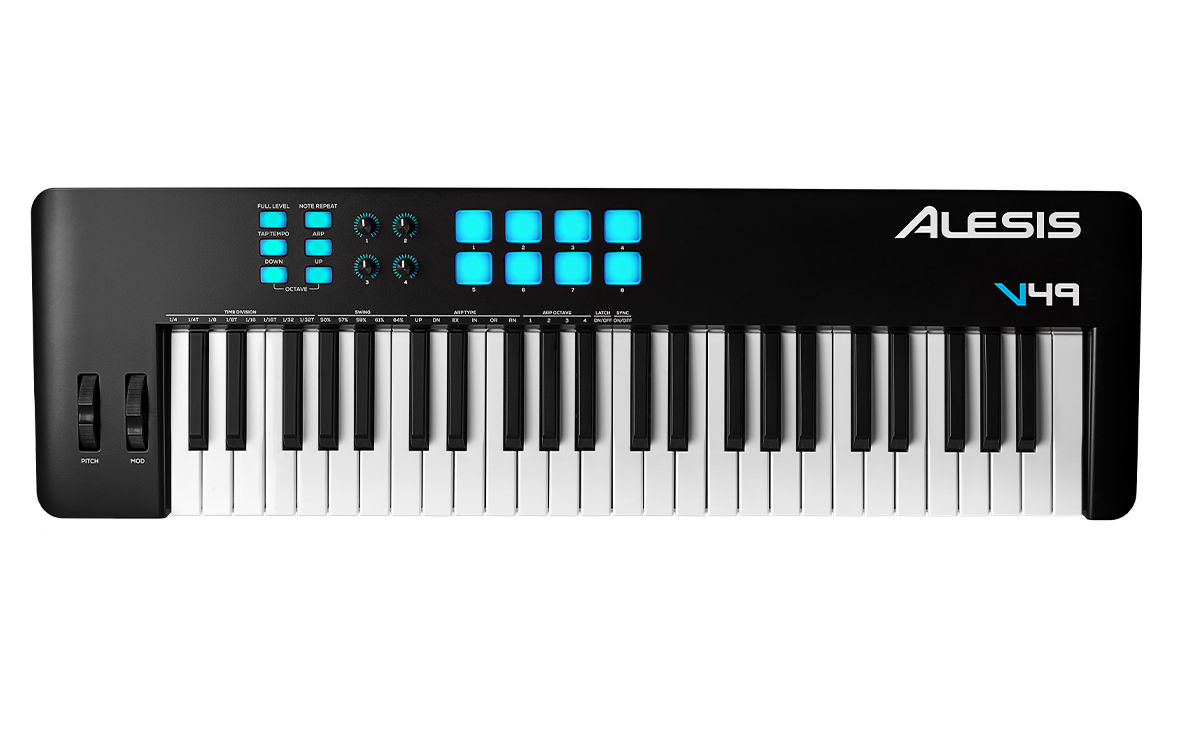 CONTROLADOR MIDI 49 TECLAS, 8 PADS, 4 ENCODERS "ALESIS" V49 MKII