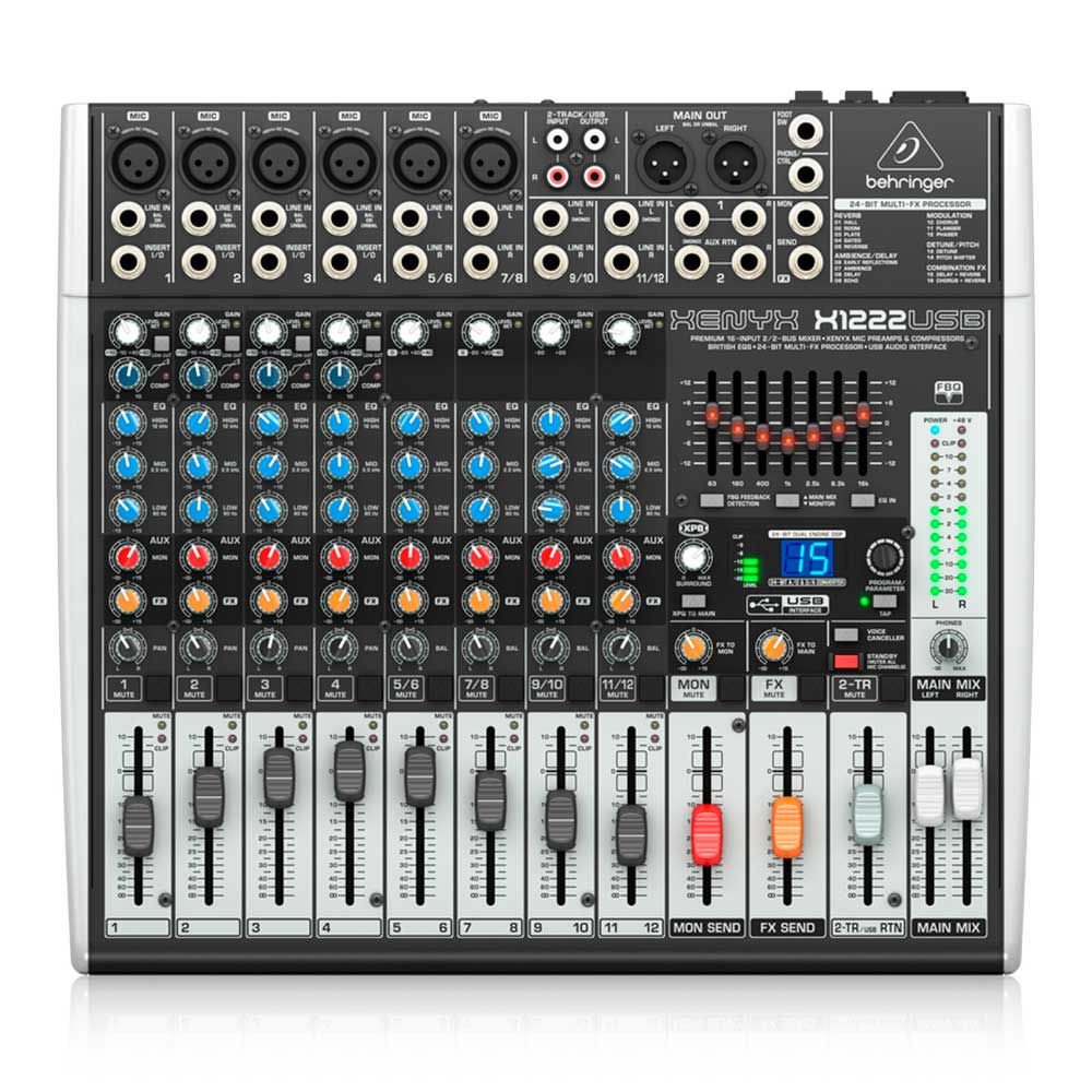 MIXER DE 6 XLR CANALES /2STEREO C/EQ. C/EFX BEHRINGER X1222USB