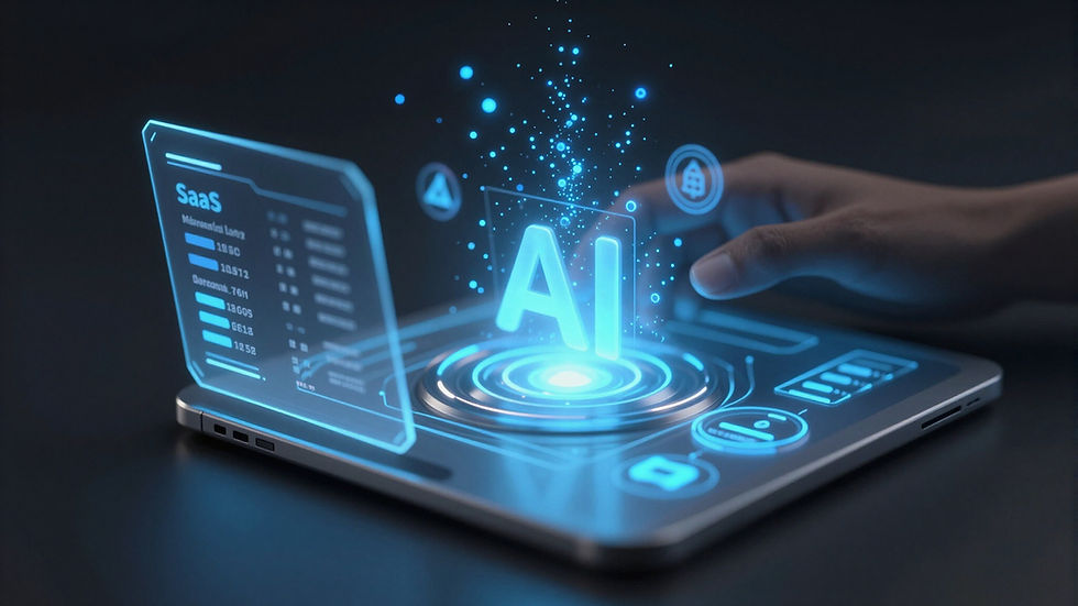 Hand interacting with AI automation agency UK interface.