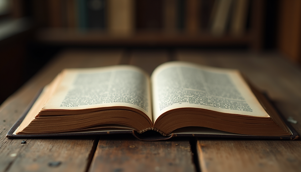 “An open book on a wooden table, featured in an article about book bans.”