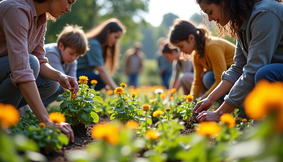 group of people planting