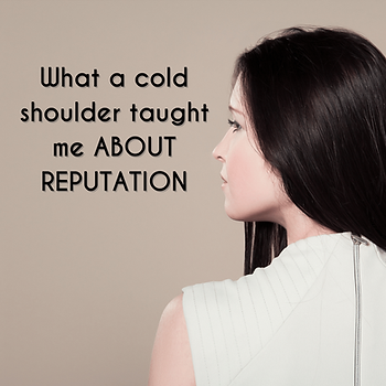 woman looking over shoulder with text - What a cold shoulder taught me about reputation