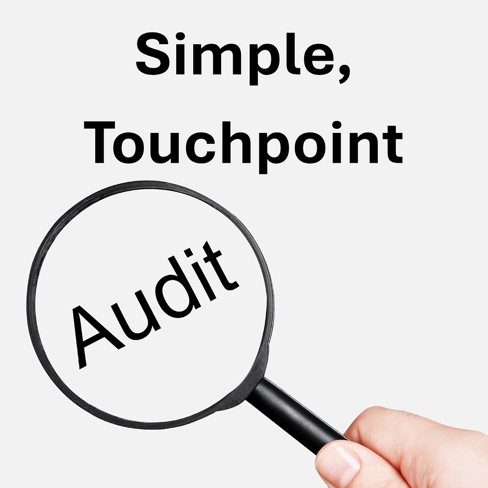 words Simple, Touchpoint Audit, with a magnifying glass
