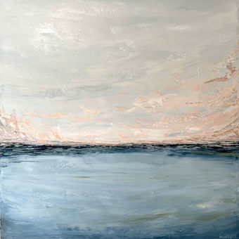 Vibrant coastal sunset painting with golden-hour reflections on ocean waves, perfect for seaside homes seeking tranquility and warmth.