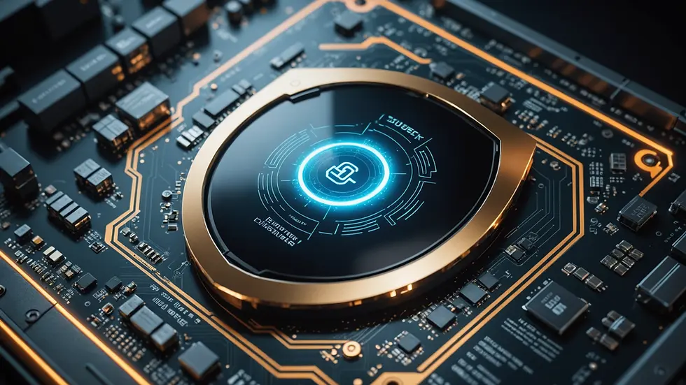 High angle view of a digital shield representing AI and cybersecurity protection