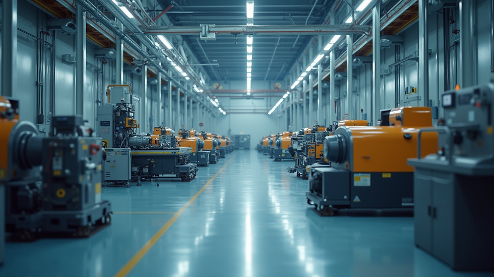 High angle view of a modern satellite production facility