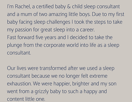 Rachel sleep consultant description 