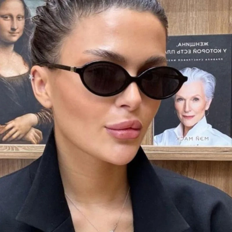 Sexy Small Oval Leopard Sunglasses Women Lovely Ins No Makeup Plain Glasses Fram