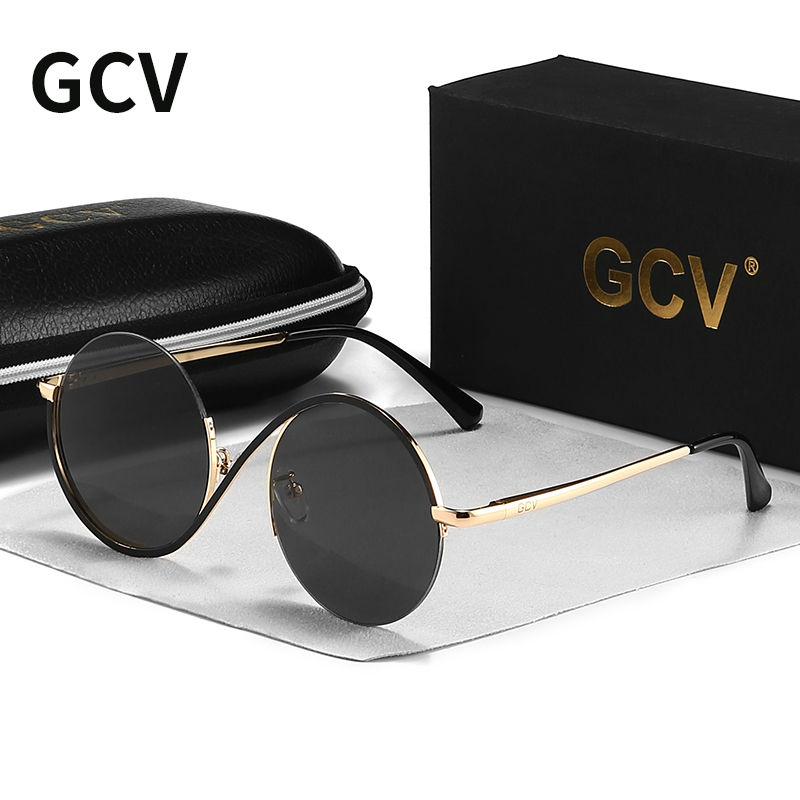 GCV Brand Hot Sale Avant-Garde Personality Women Female Gorgeous Sunglasses Roun