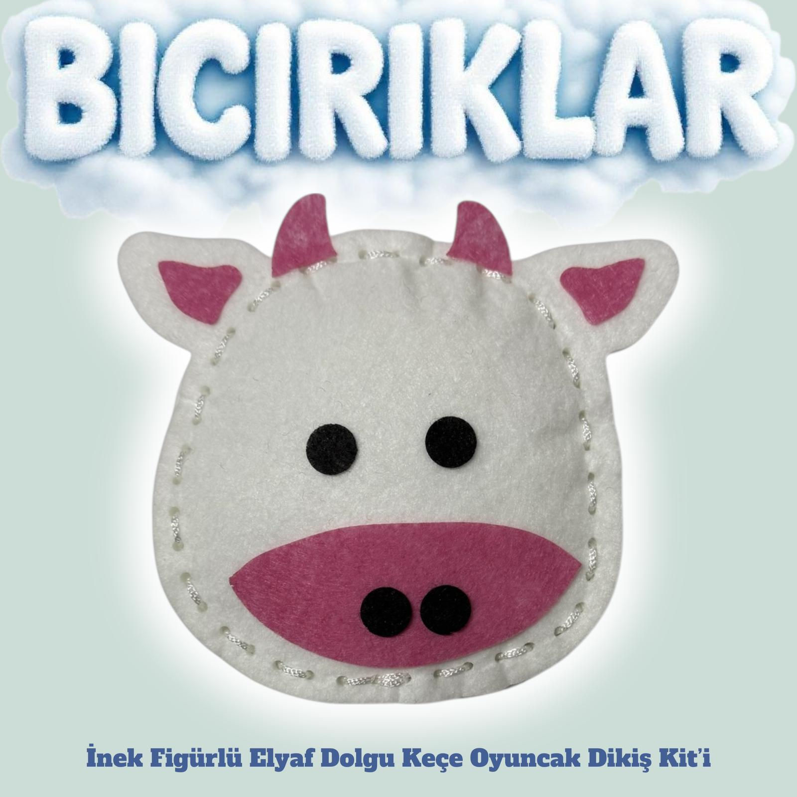 İnek Figürlü Elyaf Dolgu Keçe Oyuncak Dikiş Kiti