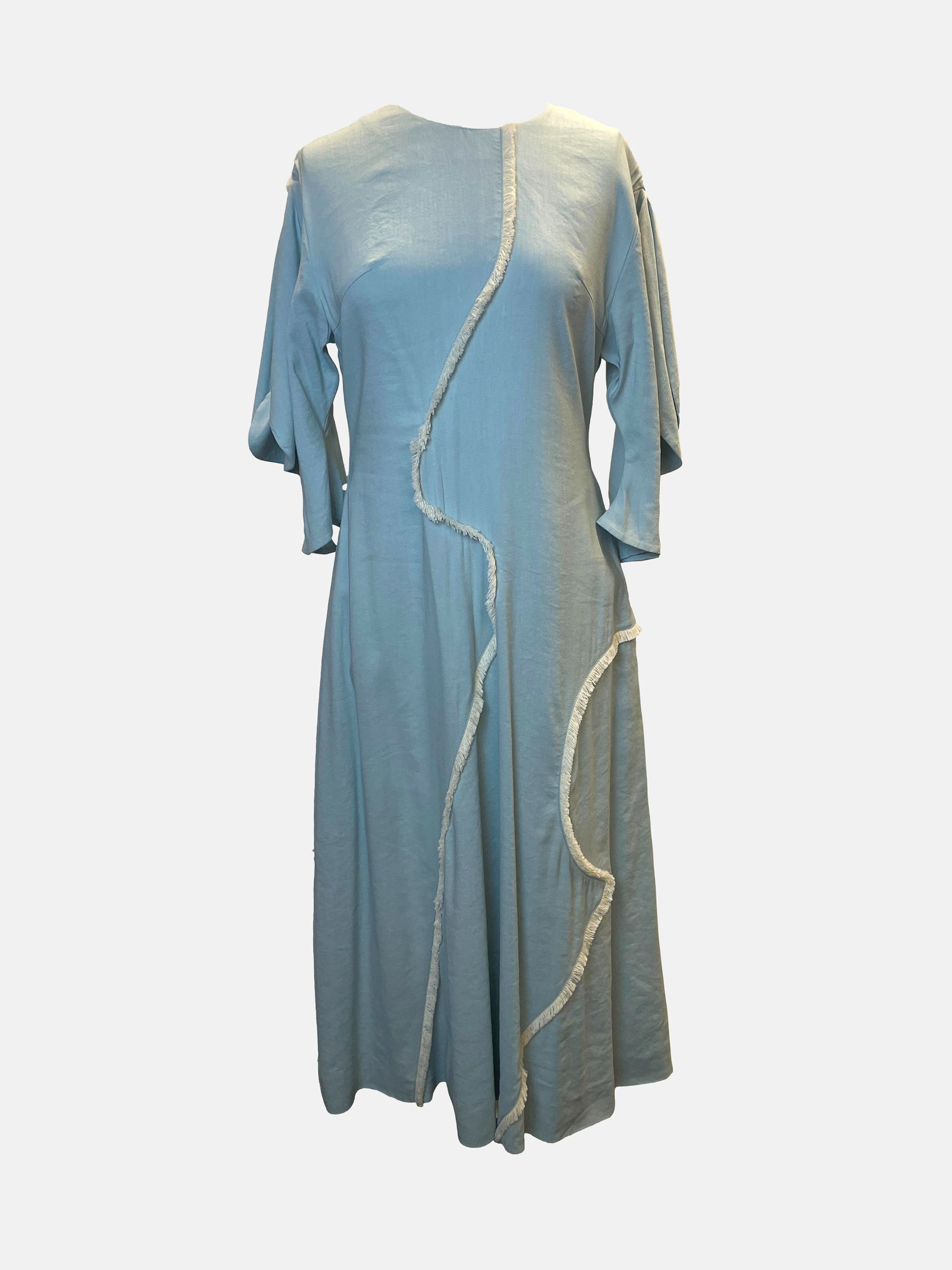 Rejina Pyo Blue Raw Hem Midi Dress