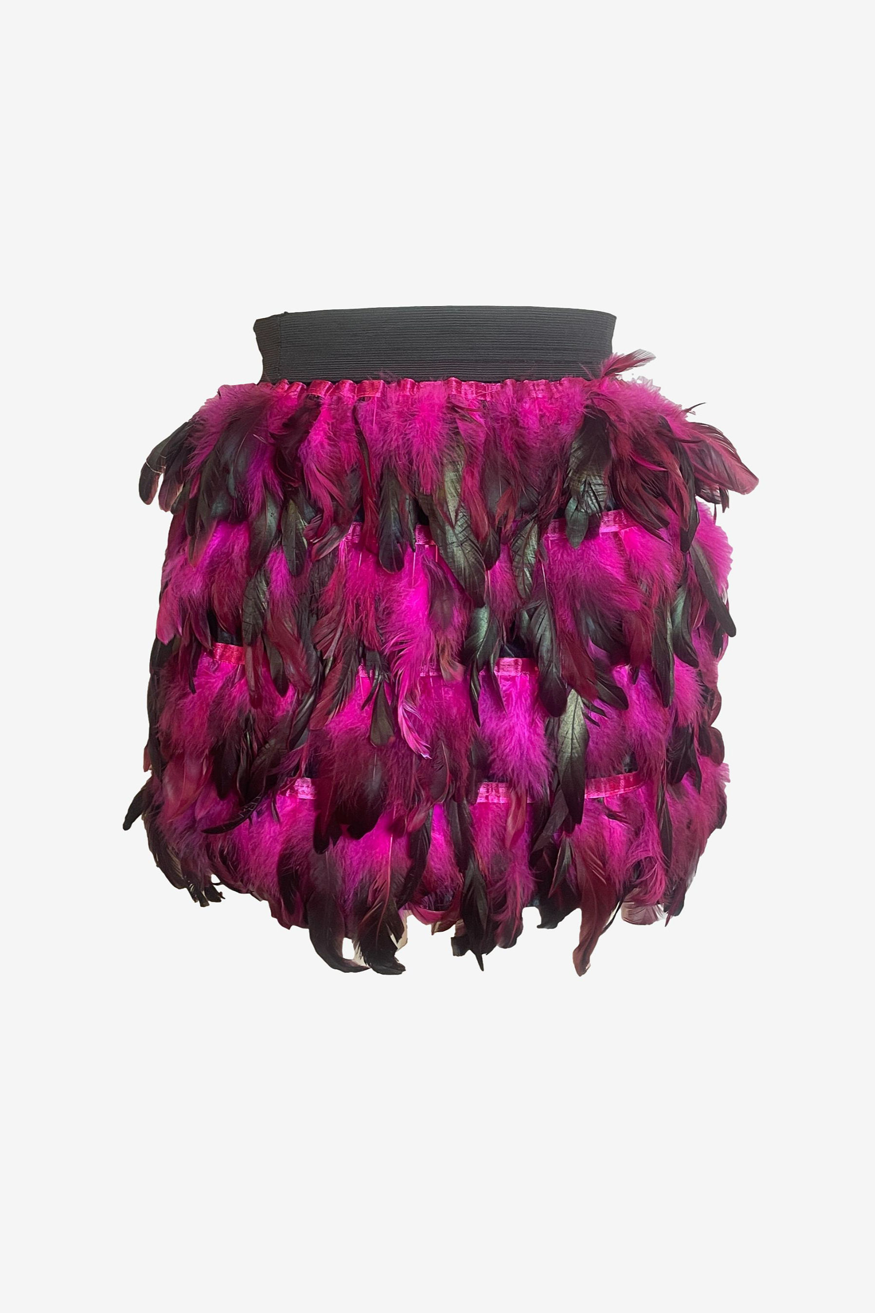 Fuschia Feather Mini Skirt