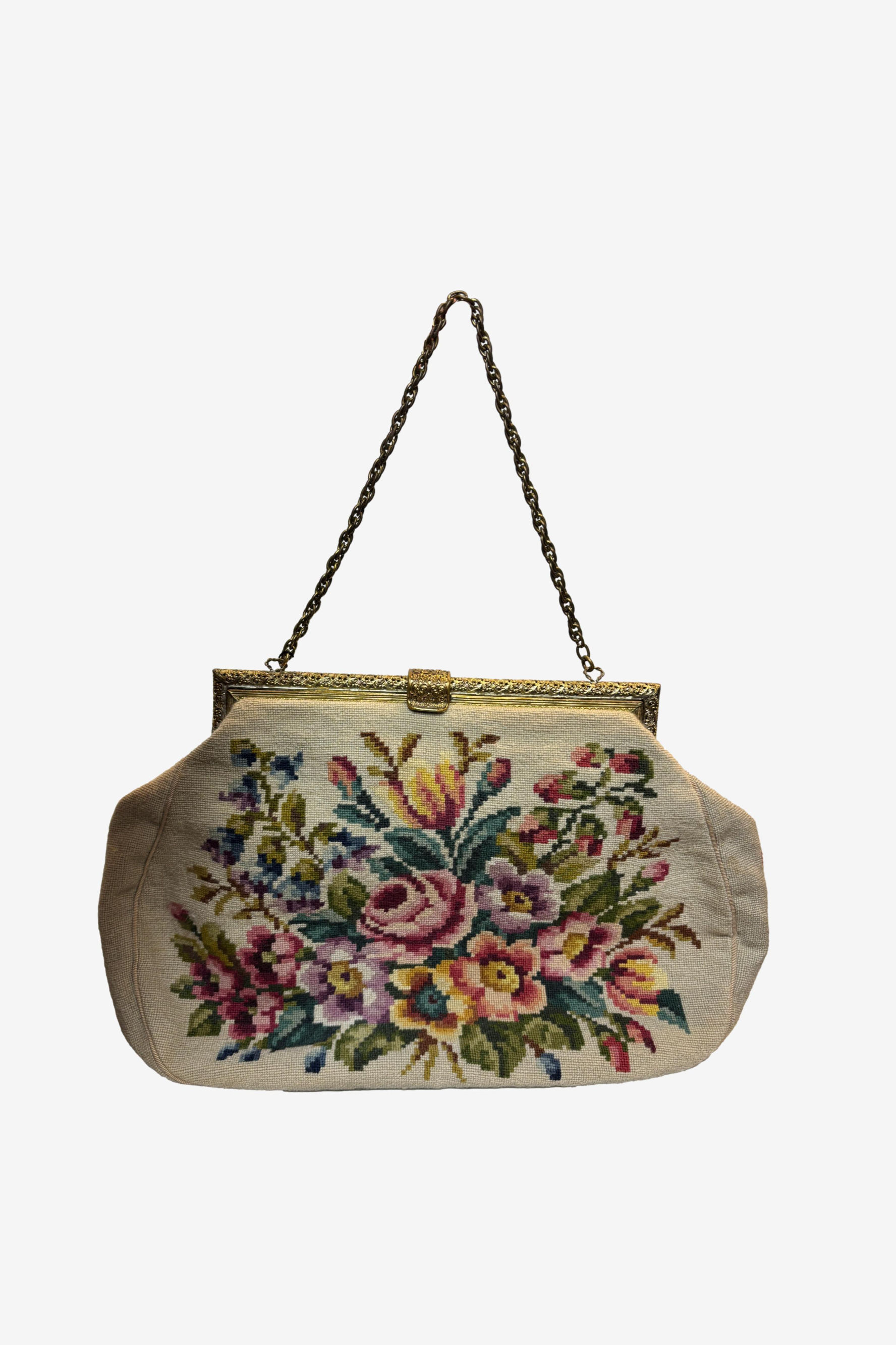 Floral Tapestry with Filigree Closure and Chain