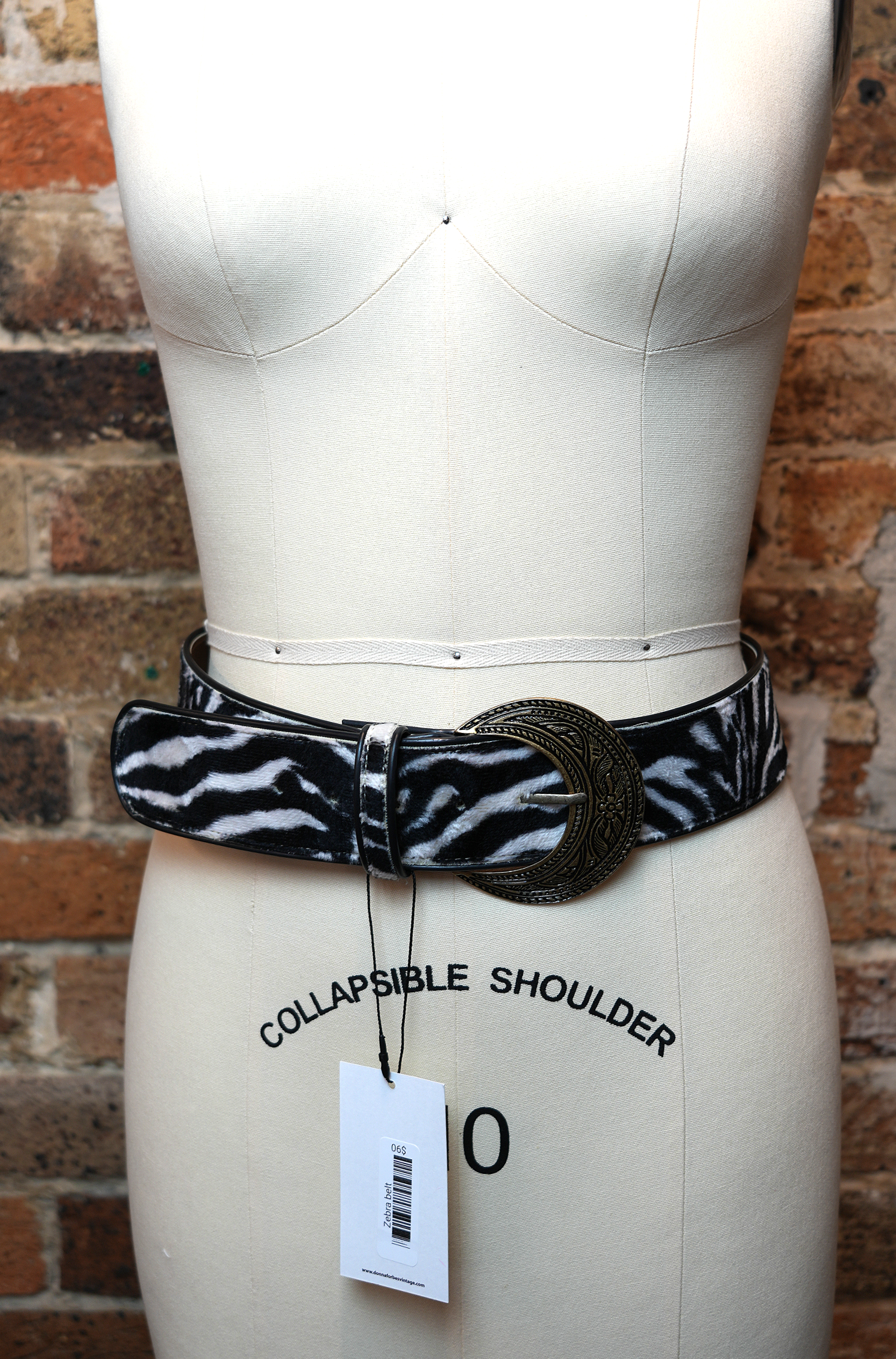 Chunky Gold Buckle Zebra Print Belt