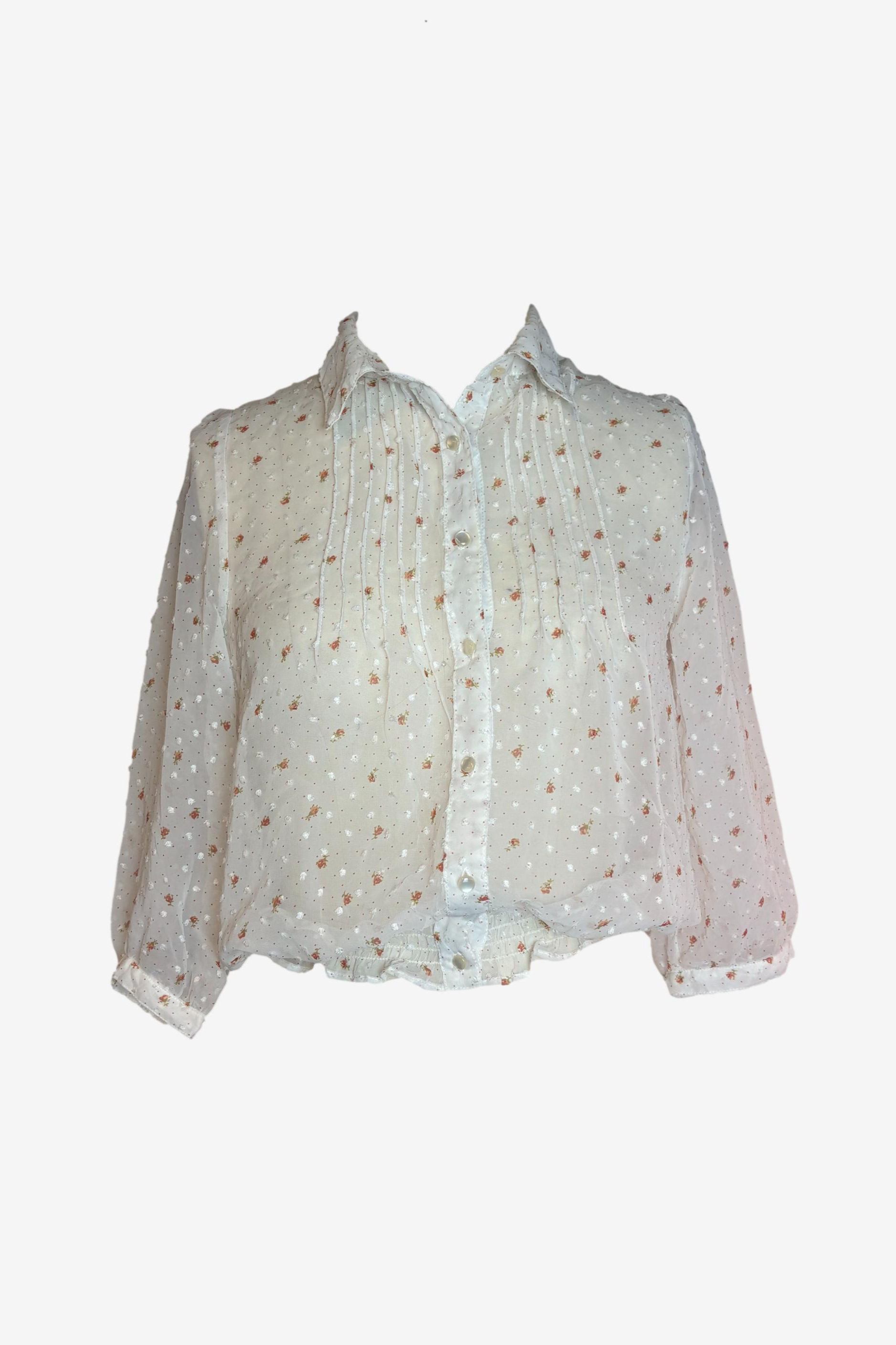 Begum Sheer Floral Pintucked Blouse