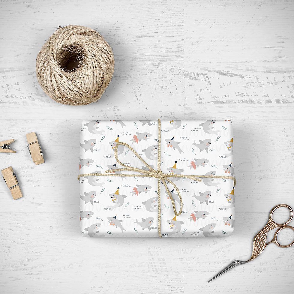 Thumbnail: Shark Character Wrapping Paper / Gift Wrap - Party Sharks