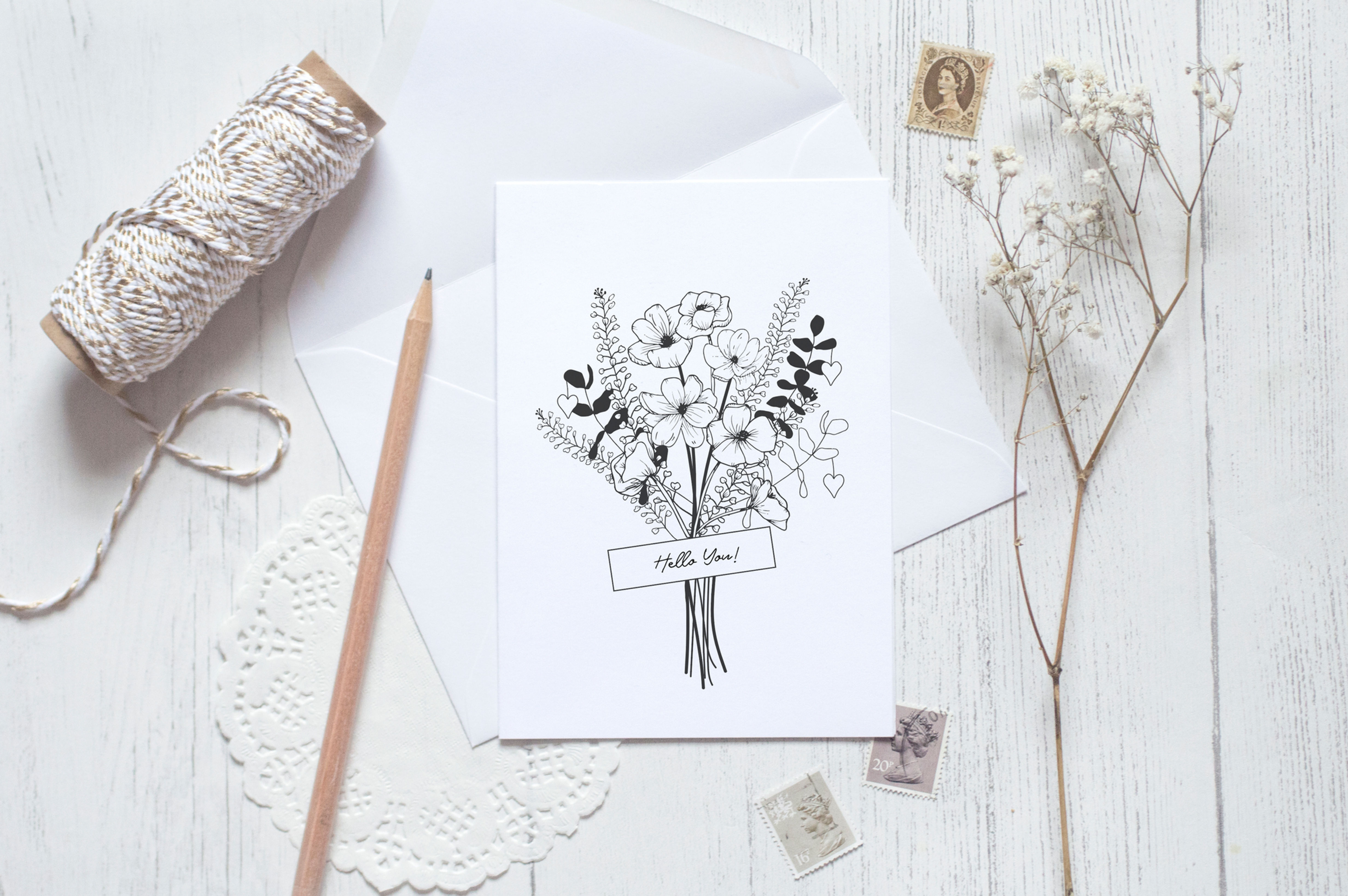 Thinking of You Week Colouring Card - Hello