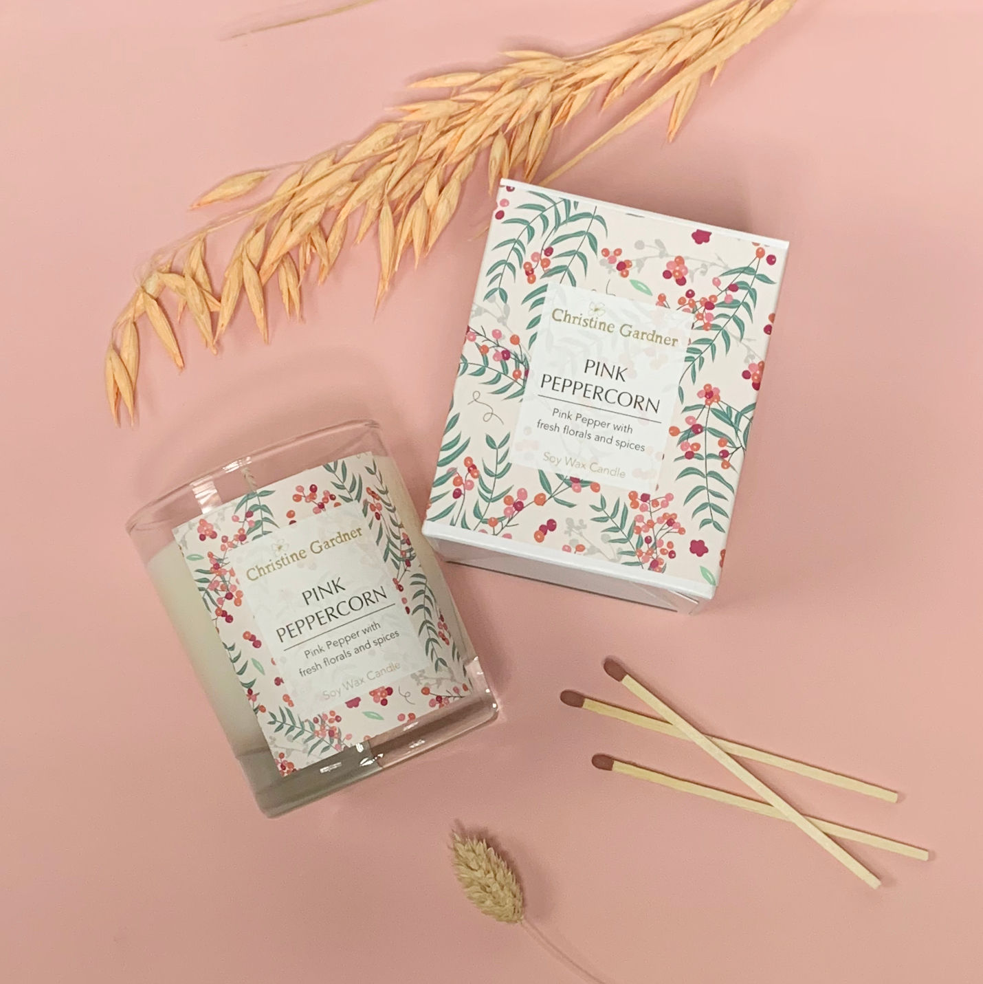 Pink Peppercorn - Hand Poured Soy Wax Candle, Handmade Scented Candle, Autumn