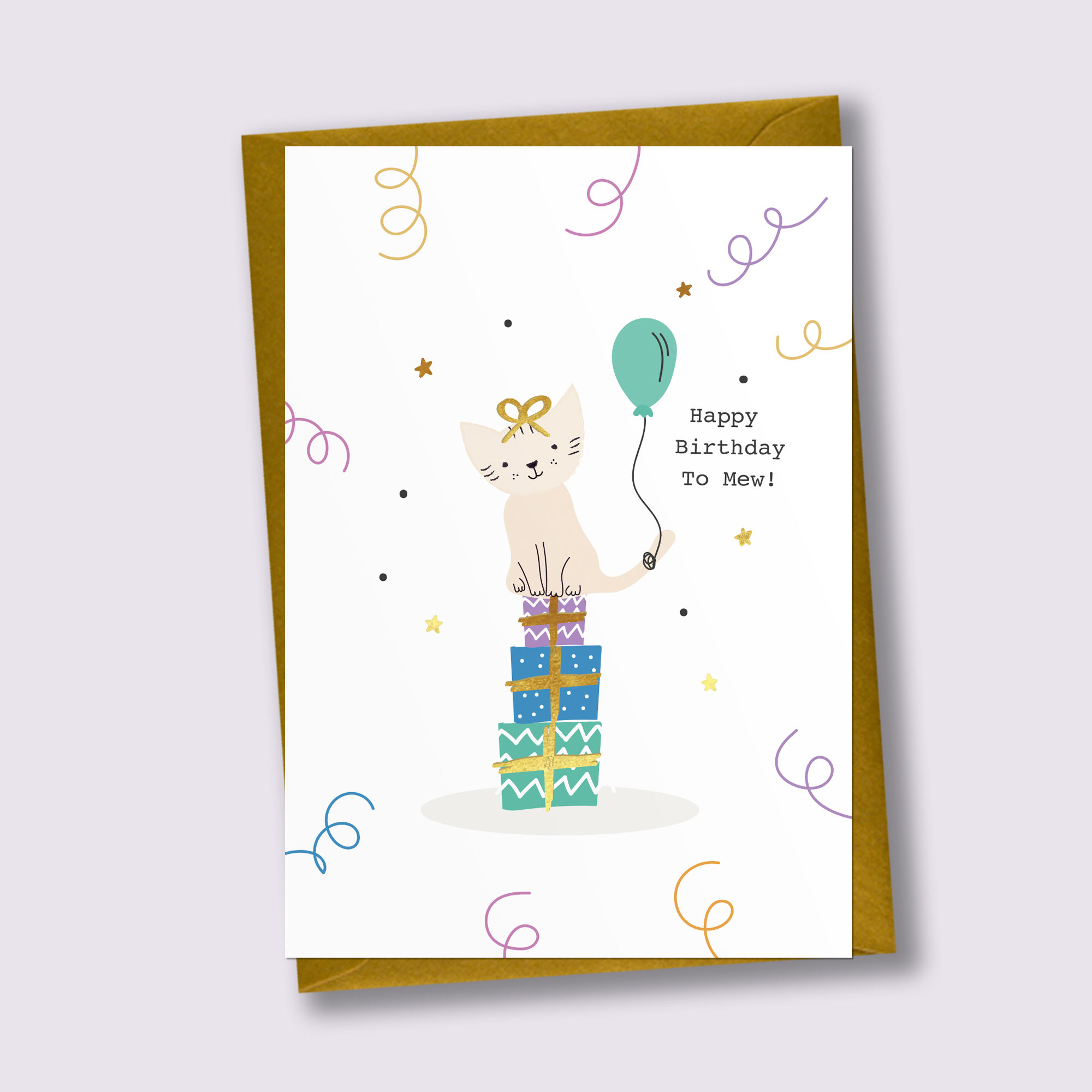 Party Puss - Cat/Kitten Birthday Card, Celebration Card
