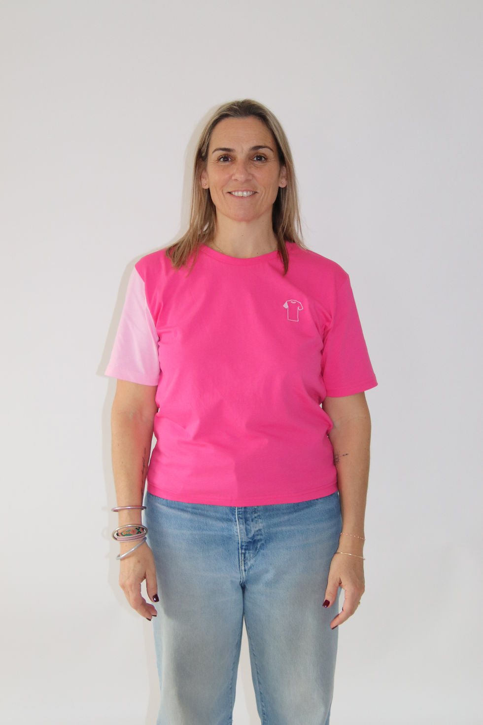Miniature : tee shirt femme rose et rose justee