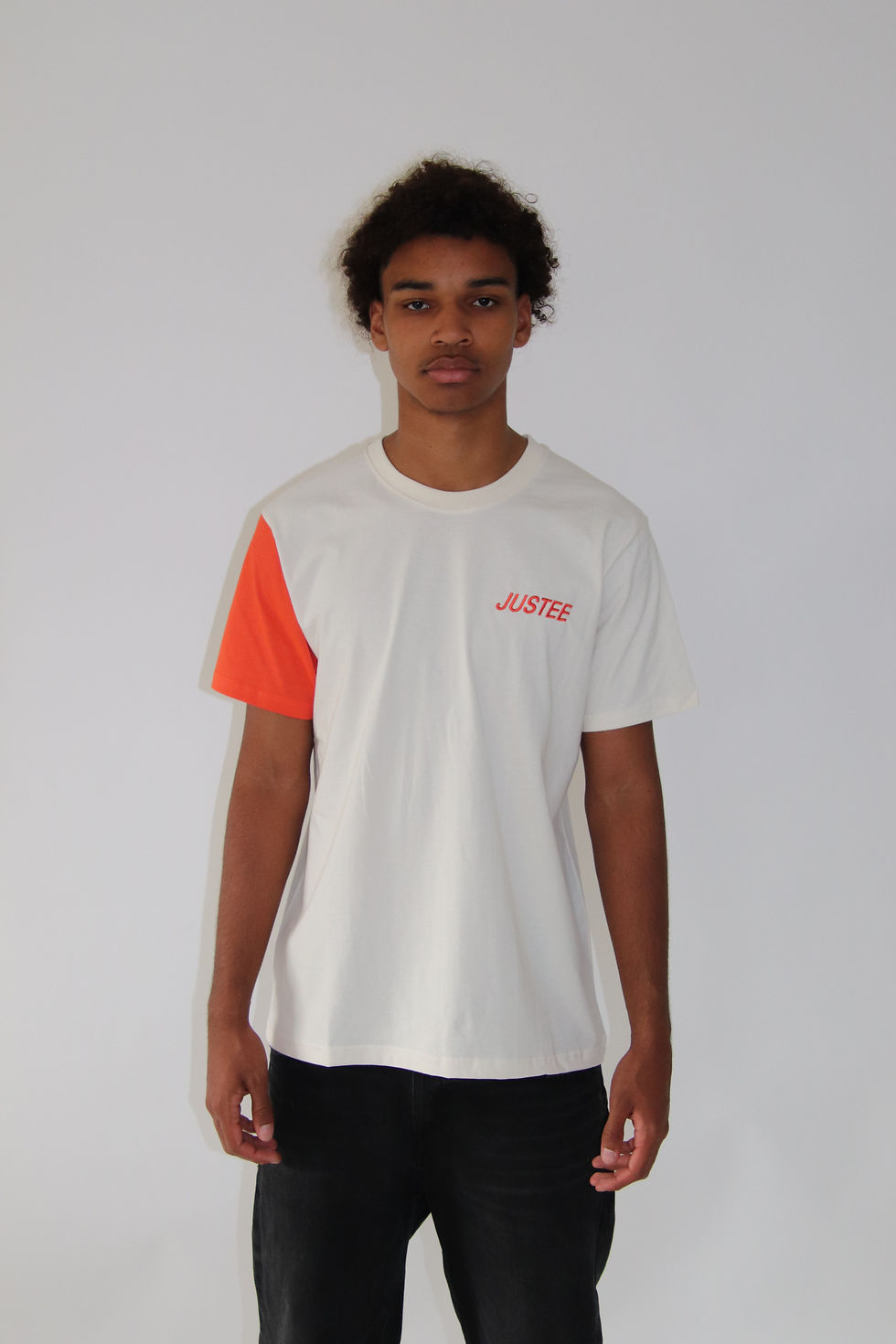 Miniature : tee shirt homme beige et orange justee