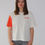 Miniature : tee shirt femme beige et orange justee
