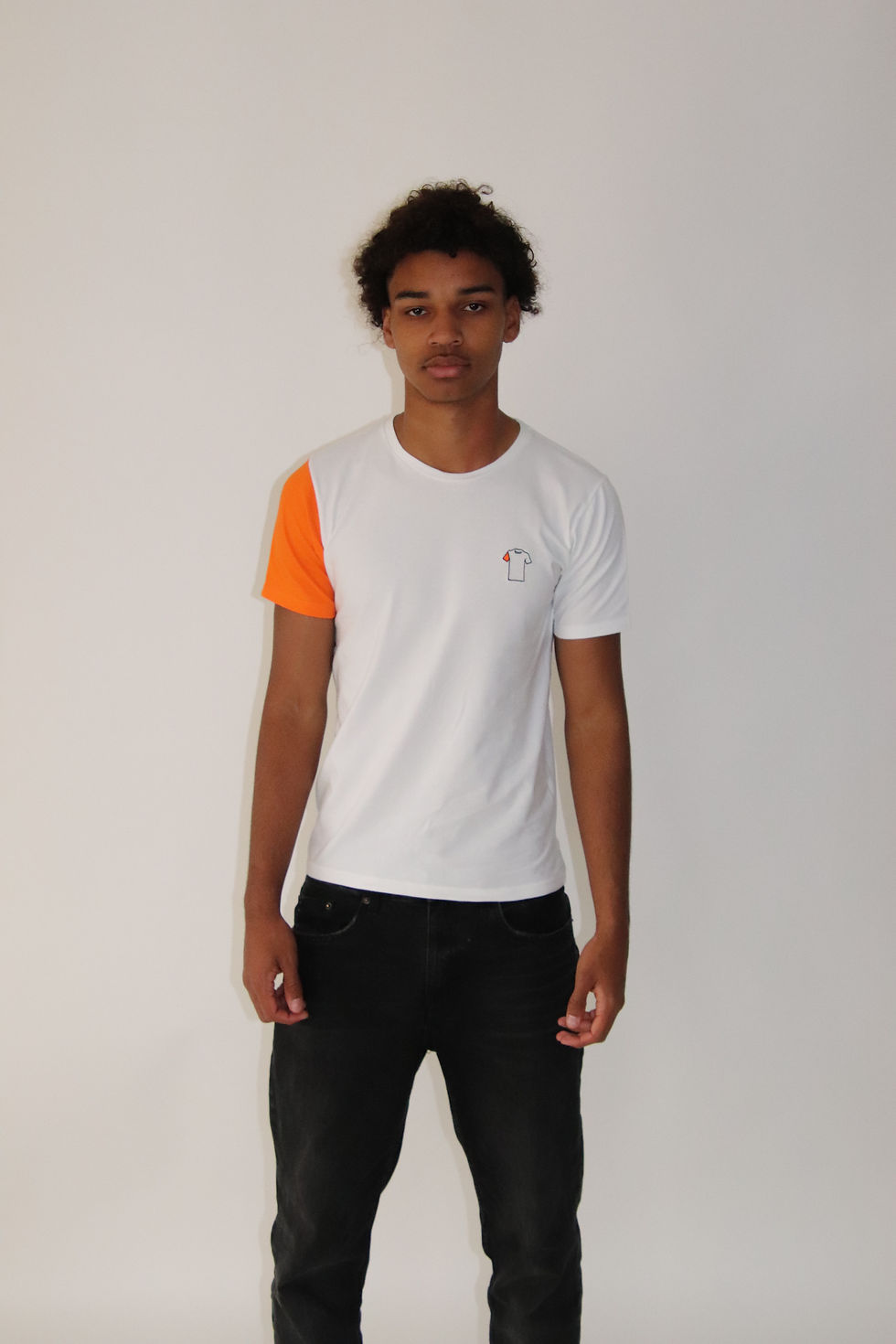 Miniature : tee shirt homme blanc et orange justee