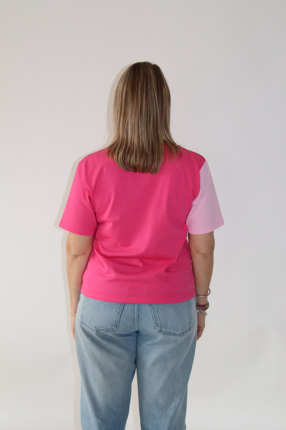 Miniature : tee shirt femme rose et rose justee