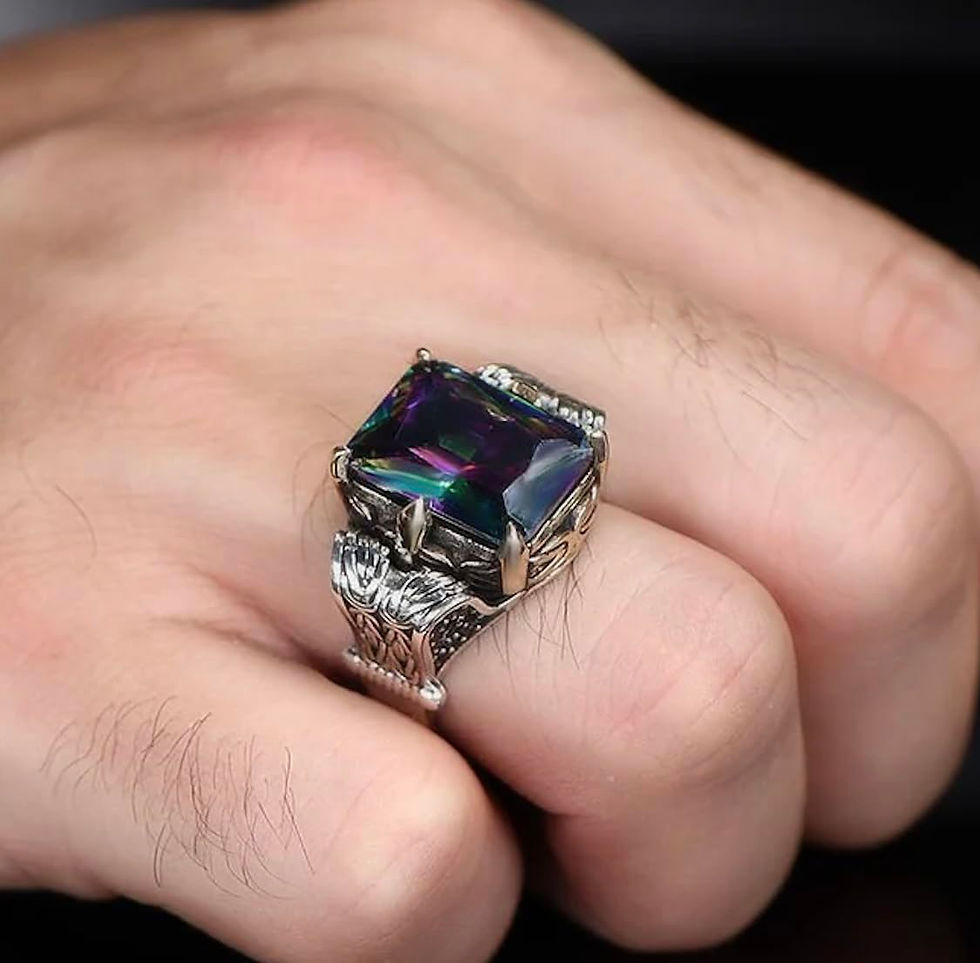 Thumbnail: Mystic Topaz Silver Ring-Mens Handmade Ring-Men's Rings-Gift for Him and Her-925