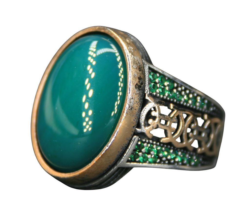 Thumbnail: 925 Sterling Silver Green Gemstone Ring – Handmade Elegant Men’s Ring – Sleek