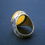 Thumbnail: Men’s Sterling Silver Ring with Yellow Agate – Floral Engraved Ottoman Style