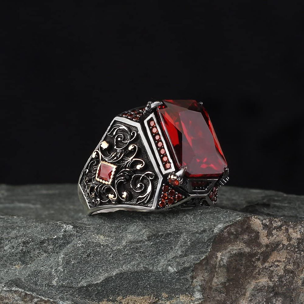 Thumbnail: Zircon Ring-925k Unisex Silver Jewelry-Vintage Gemstone Ring-Gift for Him and