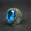 Thumbnail: 925 Sterling Silver Blue Zircon Ring – Handmade Men’s Vintage Style Ring – Deep