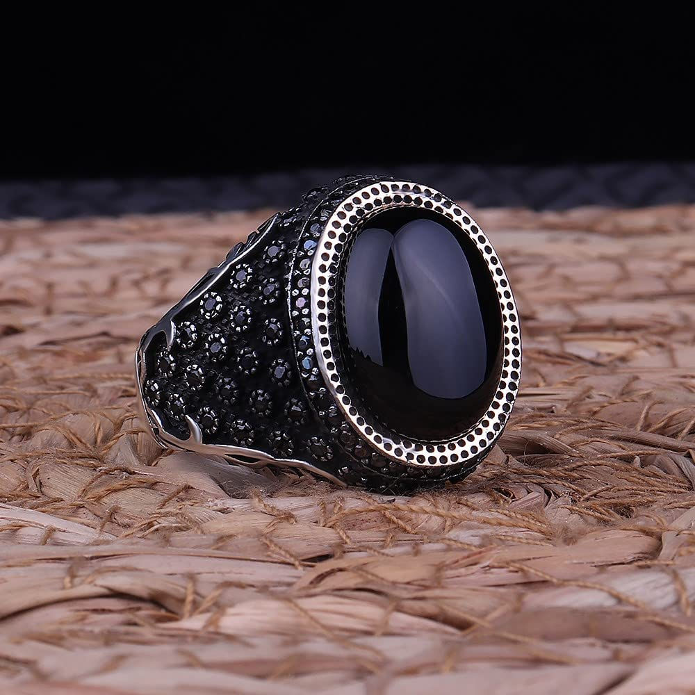 925k Silver Ring-Handmade Unisex Ring-Onyx Stone Ring-Jewelry Gift For Him and