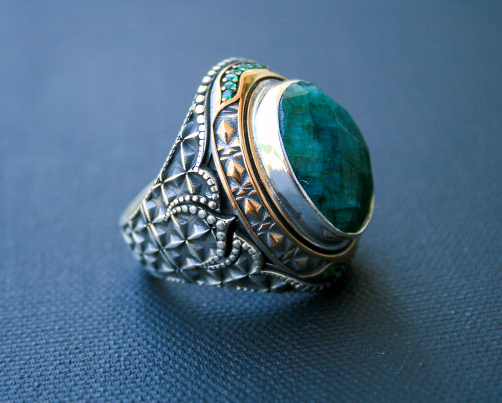 Thumbnail: Vintage Emerald Sterling Silver Ring