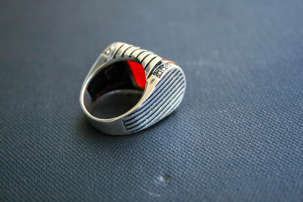 Thumbnail: 925 Sterling Silver Ring with Red Agate Stone – Handmade Natural Gem Design -