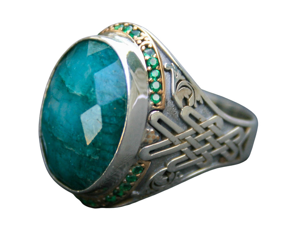 Thumbnail: Handmade Sterling Silver Emerald Ring – Vintage Green Gemstone Jewelry Gift for